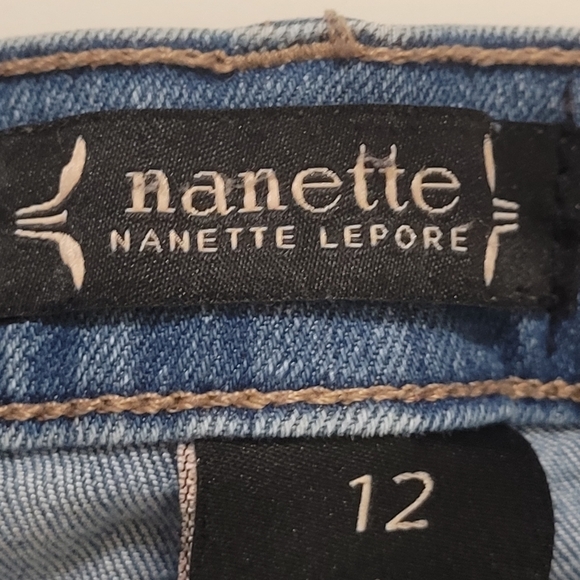 Nanette Lepore Belle high rise slim straight light was distressed denim jeans 12 - Picture 3 of 8